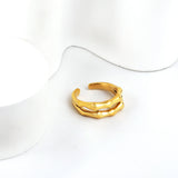 Stainless steel opening adjustable irregular ring light luxury geometry ring wholesale