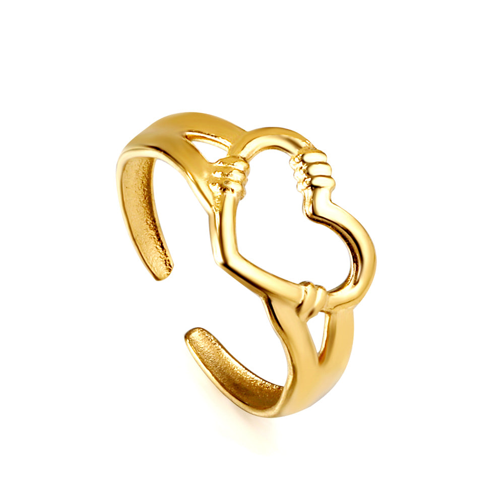 Geometric ring heart-shaped ring 18k gold plated stainless steel ring jewelry wholesale asonjewelry