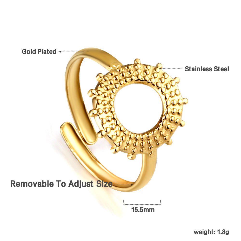 Sunflower ring fashionable personalized opening adjustable colorless stainless steel ring asonjewelry