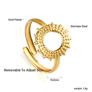 Sunflower ring fashionable personalized opening adjustable colorless stainless steel ring