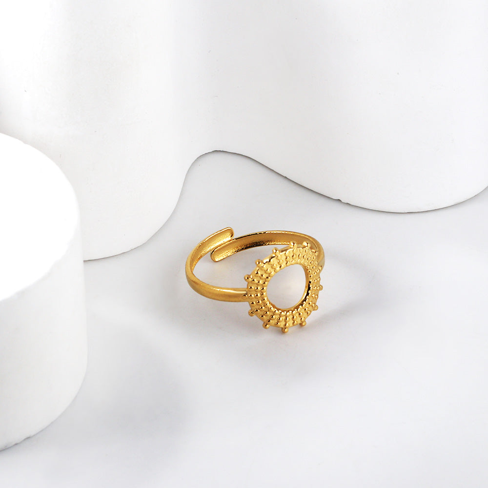 Sunflower ring fashionable personalized opening adjustable colorless stainless steel ring asonjewelry