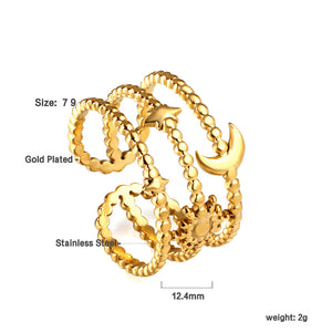 Explosion ladies hollow ring stainless steel gold plating ring