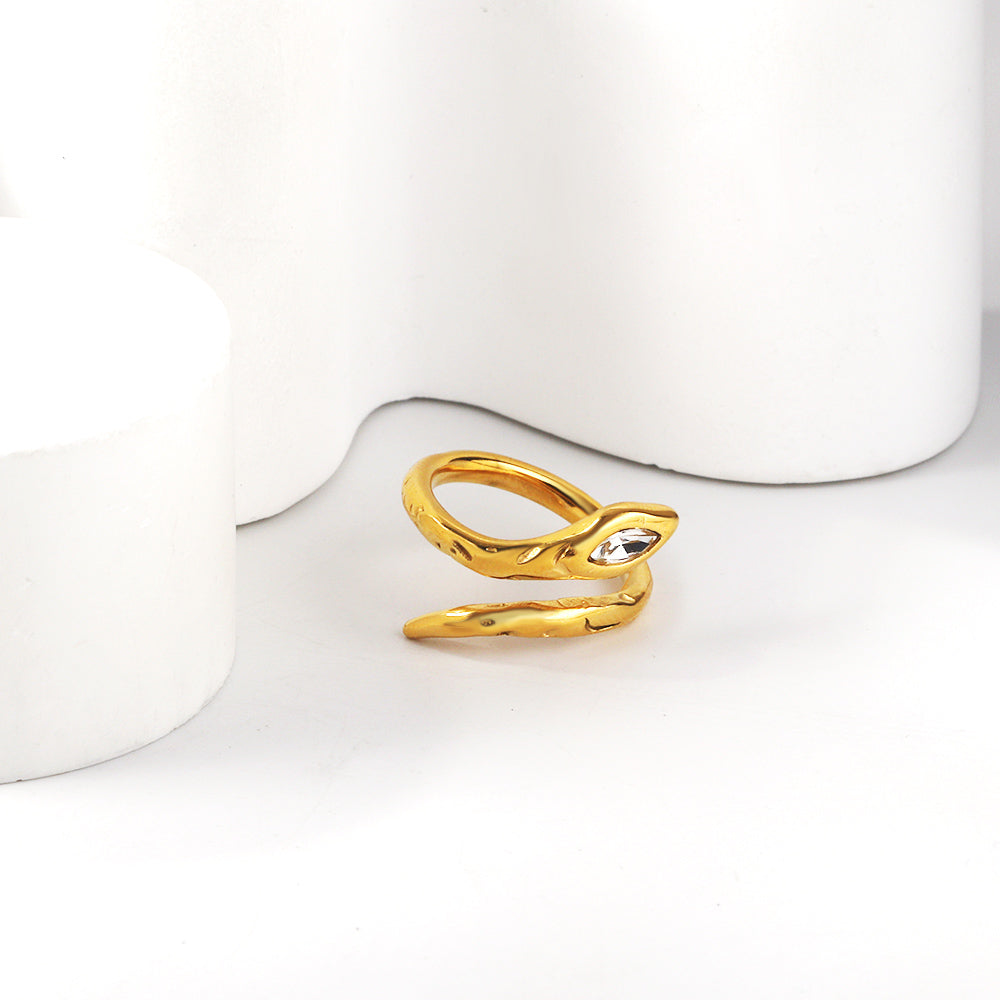 ASON Cobra Head Diamond Rhombus Open End Ring asonjewelry