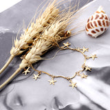 Gold Multi-Pentagram Pendant Accessory Anklet without Diamonds