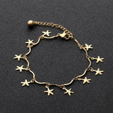 Gold Multi-Pentagram Pendant Accessory Anklet without Diamonds