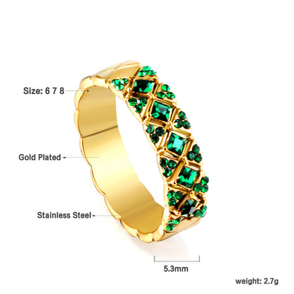 Fashion Geometric Light Luxury Round Metal Ring with Diamonds asonjewelry