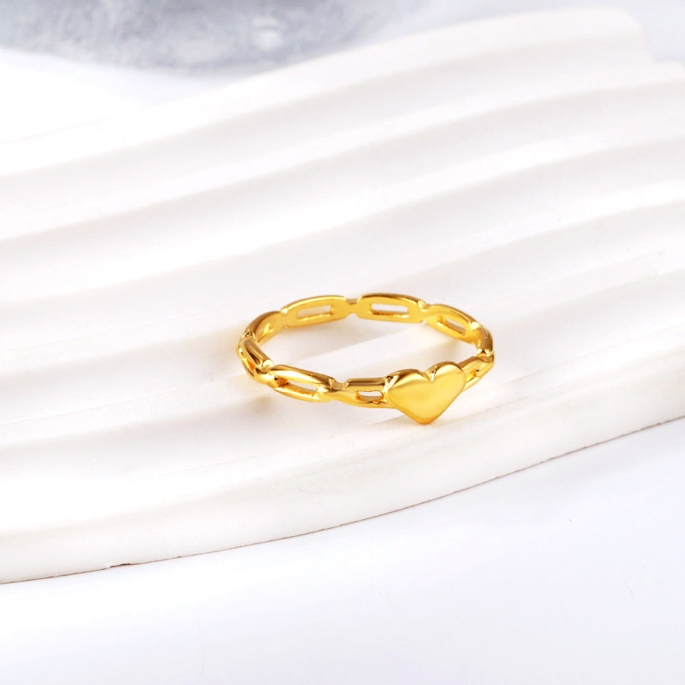 Metal wind love stainless steel ring hollowed out gold-plated ring fashion geometric jewelry asonjewelry