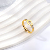 Fashion Light Luxury Diamond Set Round Geometric Metal Ring