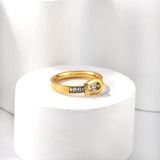 Fashion Light Luxury Diamond Set Round Geometric Metal Ring