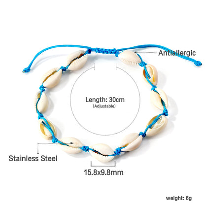 11 shells accessories blue soft bracelet 30cm steel color asonjewelry