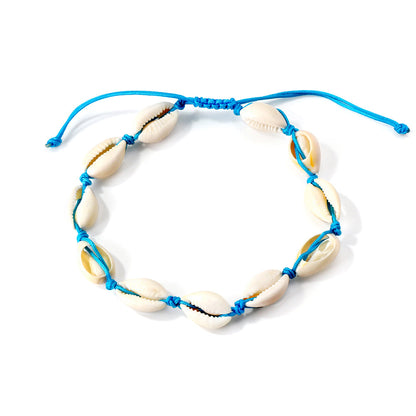 11 shells accessories blue soft bracelet 30cm steel color asonjewelry
