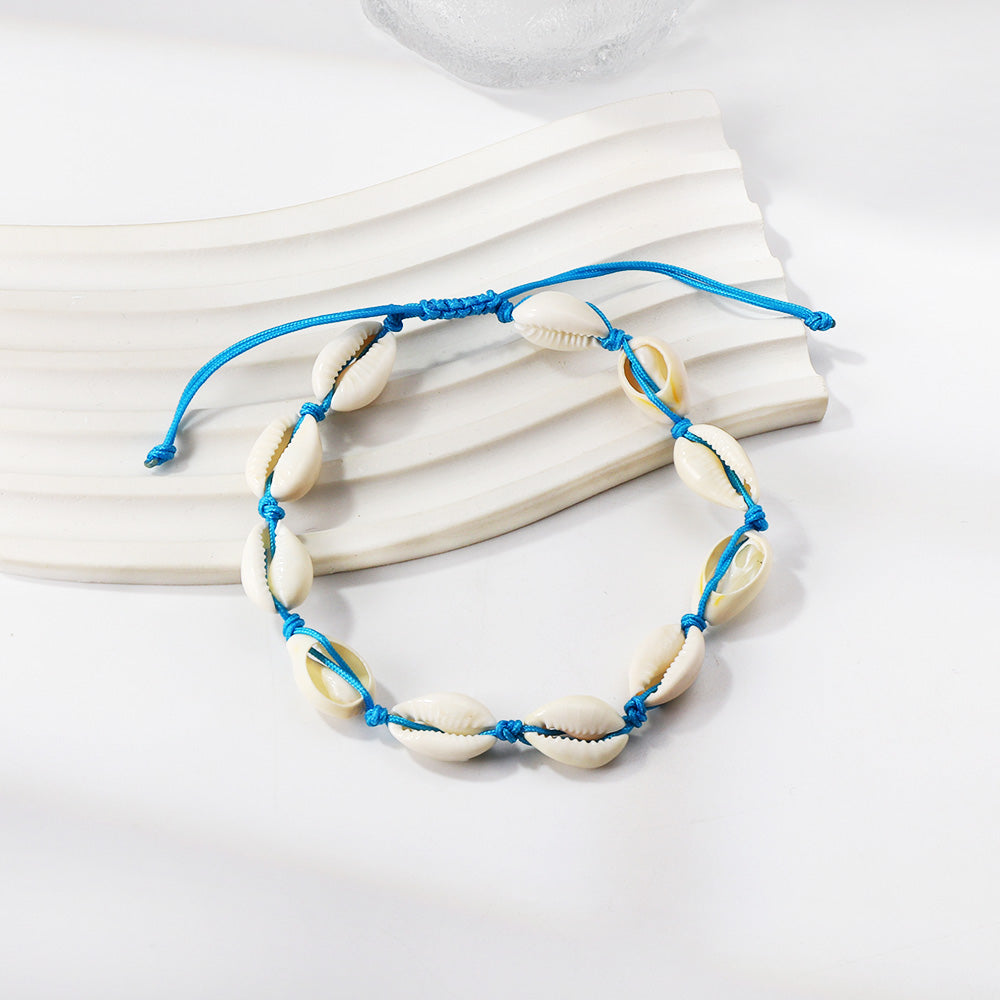 11 shells accessories blue soft bracelet 30cm steel color asonjewelry