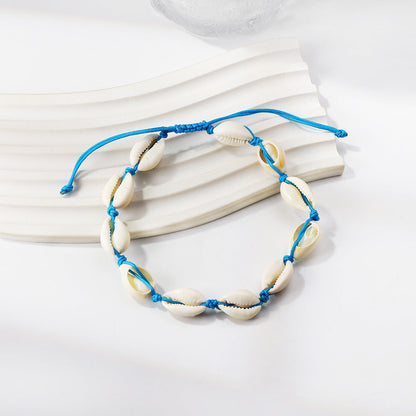 11 shells accessories blue soft bracelet 30cm steel color asonjewelry