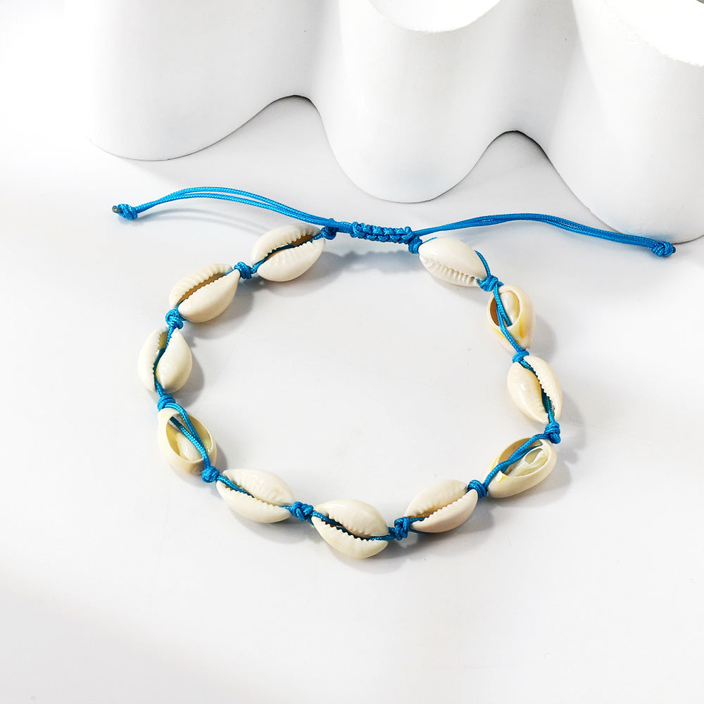 11 shells accessories blue soft bracelet 30cm steel color asonjewelry