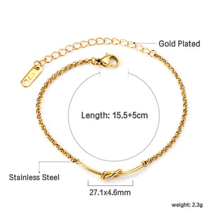 Knot Accessories Soft Bracelet 15.5+5cm Golden