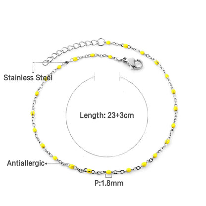 Bohemian Green Blue Yellow Beads Chain Anklets Stainless Steel Summer Ankle Bracelet Body Jewelry Gifts For Women Girl asonjewelry