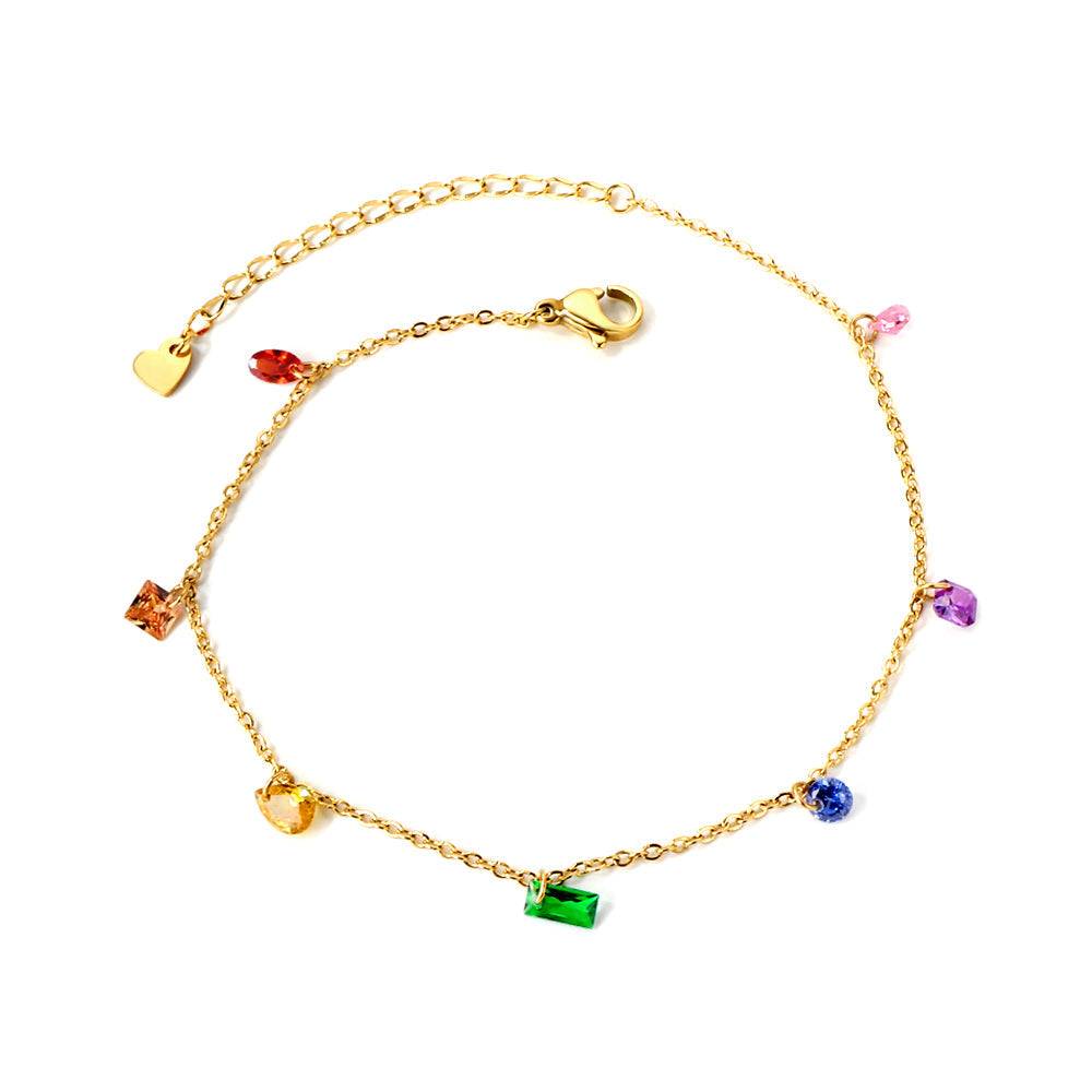 7 mixed shapes and colors anklet 20+5cm asonjewelry