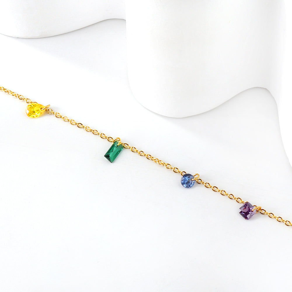 7 mixed shapes and colors anklet 20+5cm asonjewelry