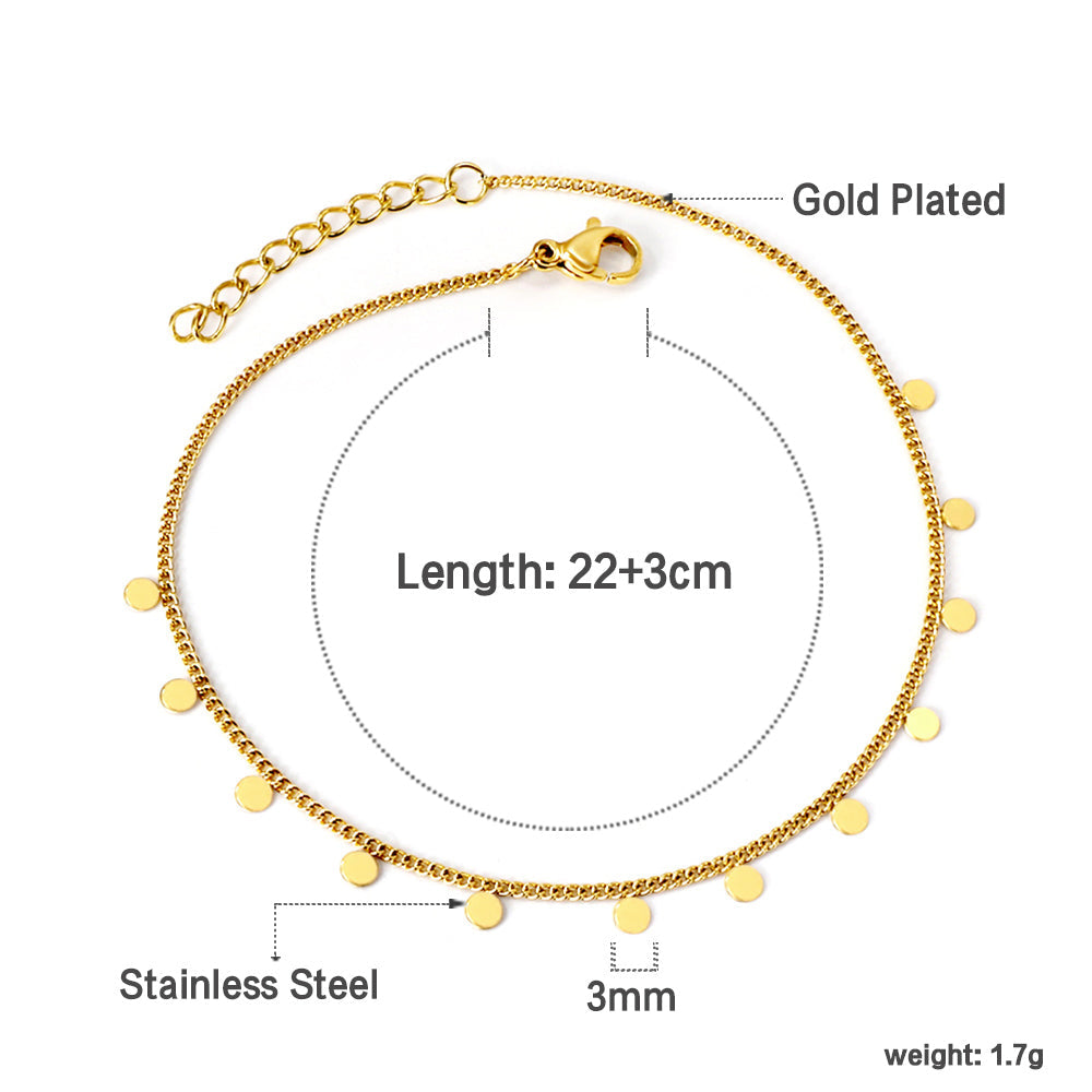 Spring 12 round accessories pendant anklet 22+3cm asonjewelry