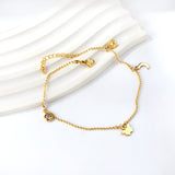 Spring White Diamonds + Steel Beads + Moon + Butterfly Accessories Charm Anklet 22+3cm
