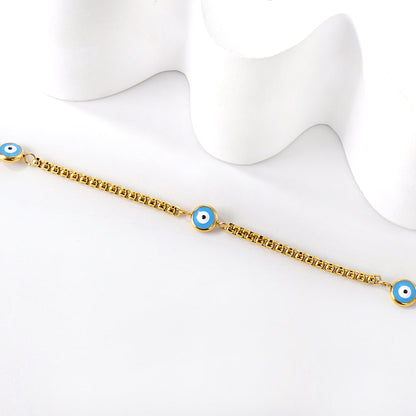3 blue cat's eye accessories anklet 23+3cm asonjewelry