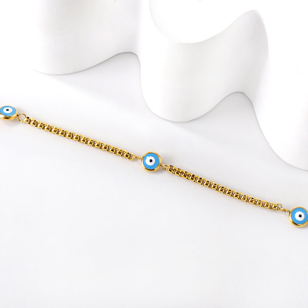 Spring 3 blue cat eye accessories anklet 23+3cm asonjewelry