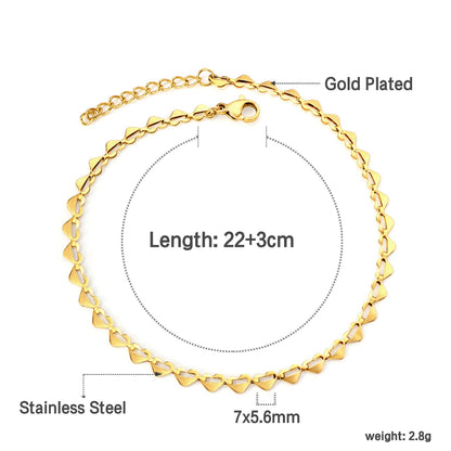 28 / 39pcs Heart Shape Accessories Pendant 7*5.5mm Anklet 22+3cm asonjewelry