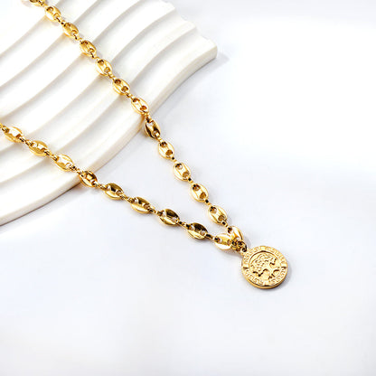 Round Necklace with Big Tree Pendant 45+5cm asonjewelry