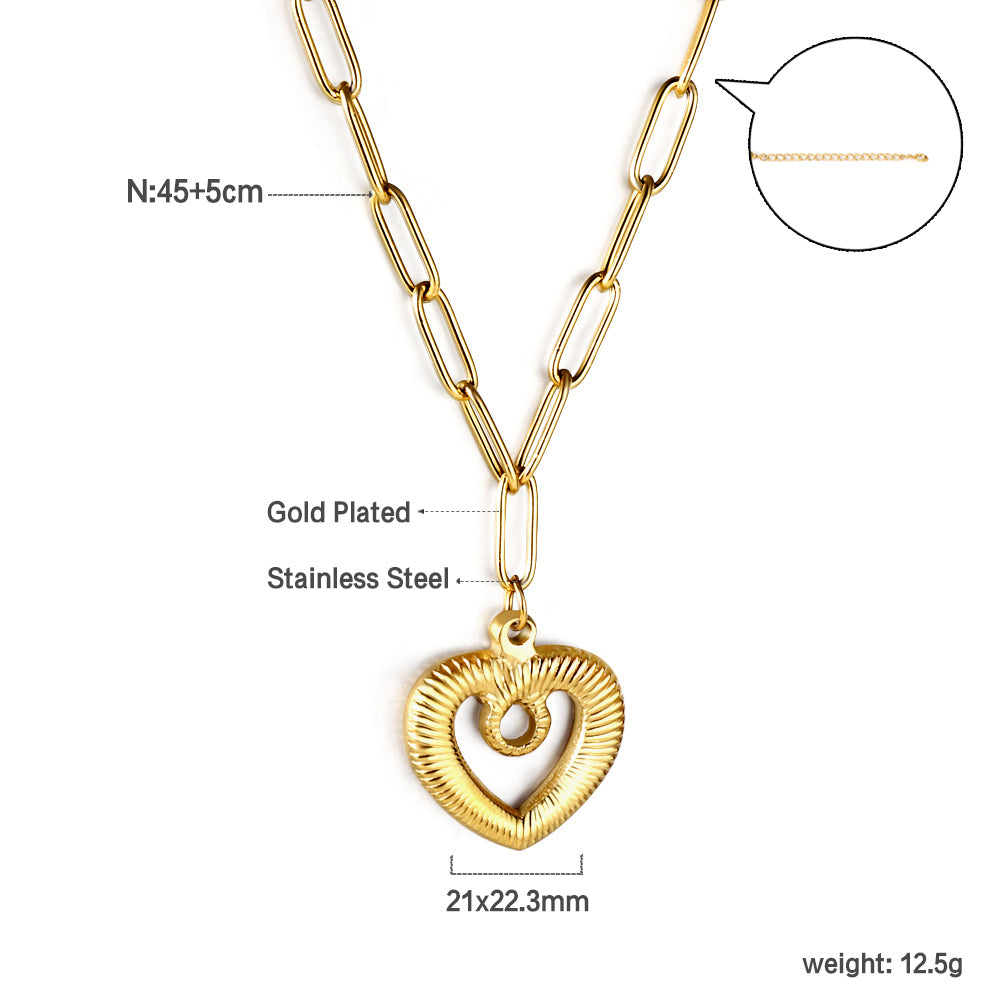 Heart Cutout Pendant Necklace 45+5cm asonjewelry