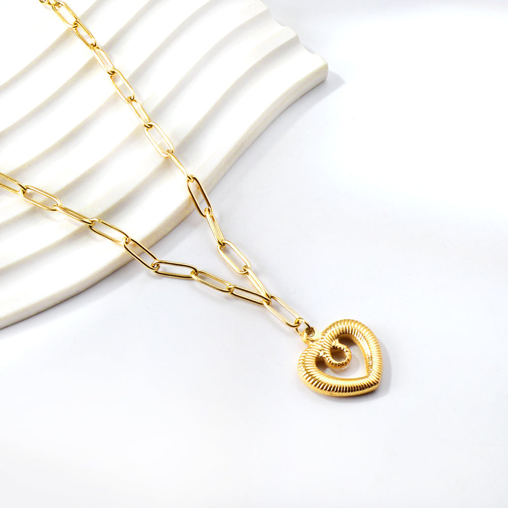 Heart Cutout Pendant Necklace 45+5cm asonjewelry