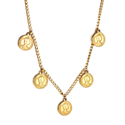 5 Round Cake Ladies Head Pendant Necklace 45+5cm asonjewelry