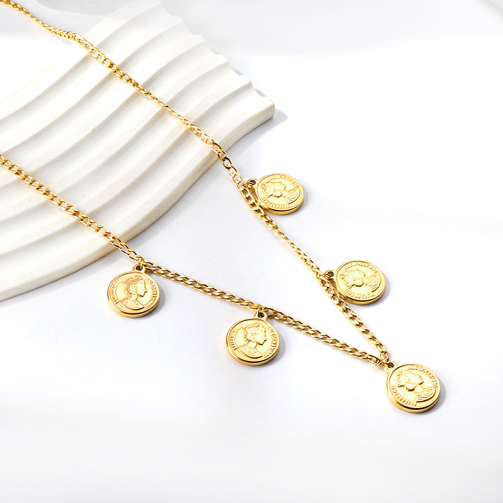 5 Round Cake Ladies Head Pendant Necklace 45+5cm asonjewelry