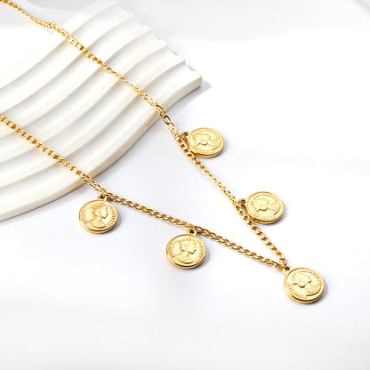 5 Round Cake Ladies Head Pendant Necklace 45+5cm asonjewelry