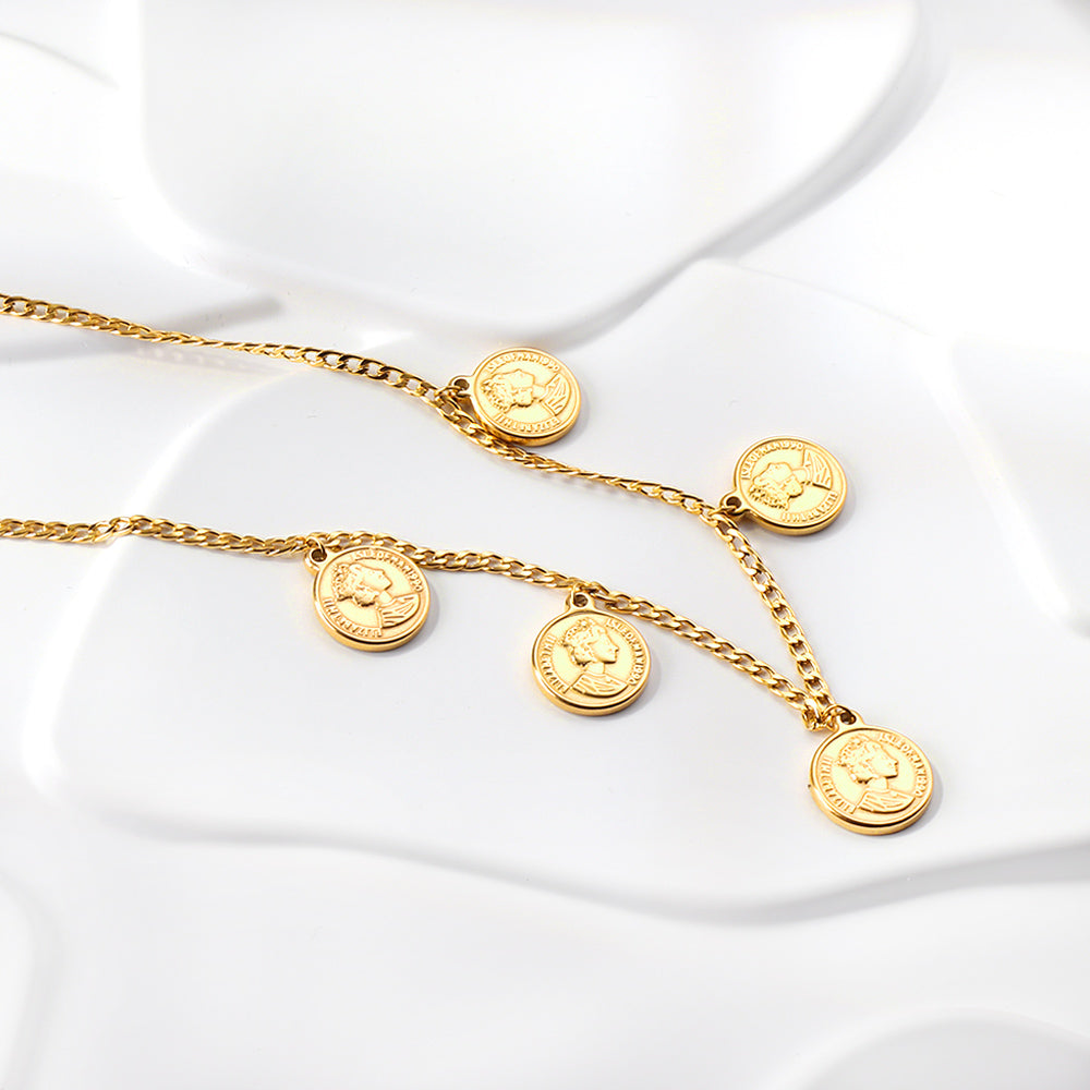 5 Round Cake Ladies Head Pendant Necklace 45+5cm asonjewelry