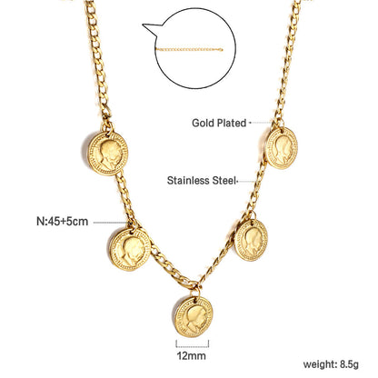 5 Round Cake Men's Head Pendant Necklace 45+5cm asonjewelry