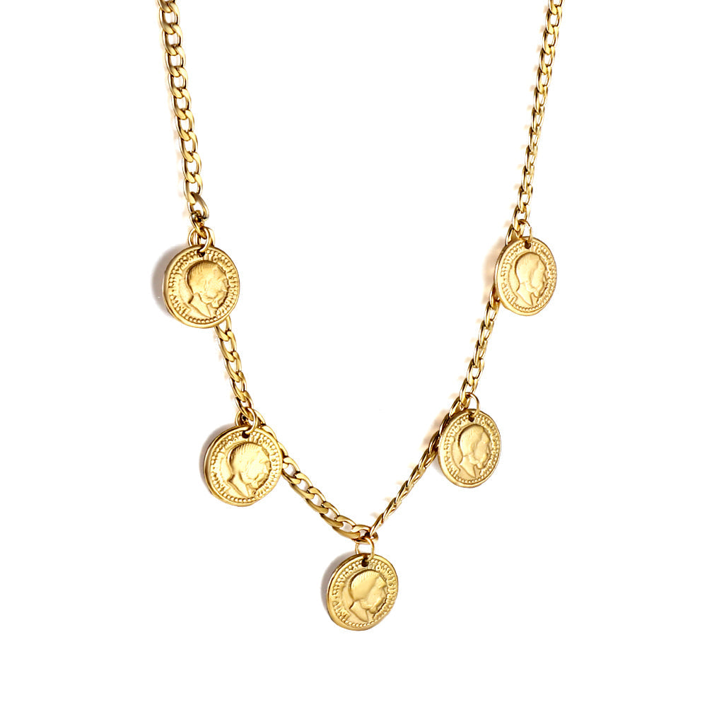 5 Round Cake Men's Head Pendant Necklace 45+5cm asonjewelry