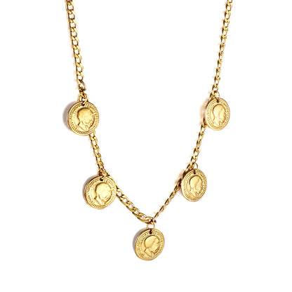 5 Round Cake Men's Head Pendant Necklace 45+5cm asonjewelry