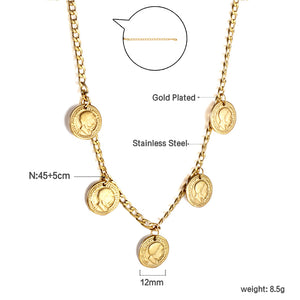 5 Round Cake Men's Head Pendant Necklace 45+5cm