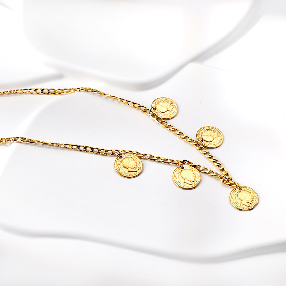 5 Round Cake Men's Head Pendant Necklace 45+5cm asonjewelry