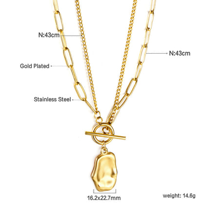 Gold Long Alien Pendant + Matching Chain Double Chain 43cm asonjewelry