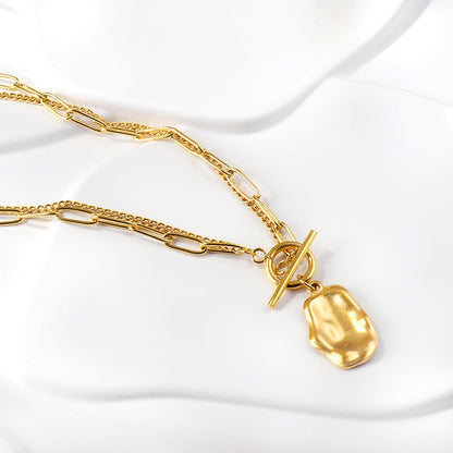 Gold Long Alien Pendant + Matching Chain Double Chain 43cm asonjewelry