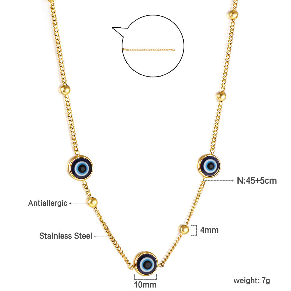 Three Blue Cat's Eye Pendant Necklace 45+5cm asonjewelry