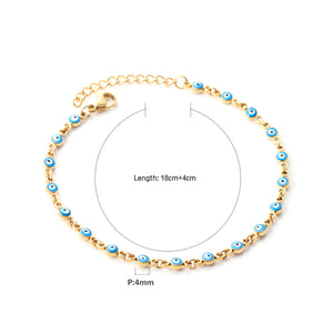 Gold / Steel Blue Cat's Eye Bracelet 4mm 18+4cm