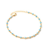 Gold / Steel Blue Cat's Eye Bracelet 4mm 18+4cm