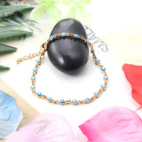 Gold / Steel Blue Cat's Eye Bracelet 4mm 18+4cm