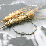 Gold / Steel Blue Cat's Eye Bracelet 4mm 18+4cm