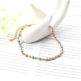 Gold / Steel Blue Cat's Eye Bracelet 4mm 18+4cm