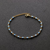 Gold / Steel Blue Cat's Eye Bracelet 4mm 18+4cm