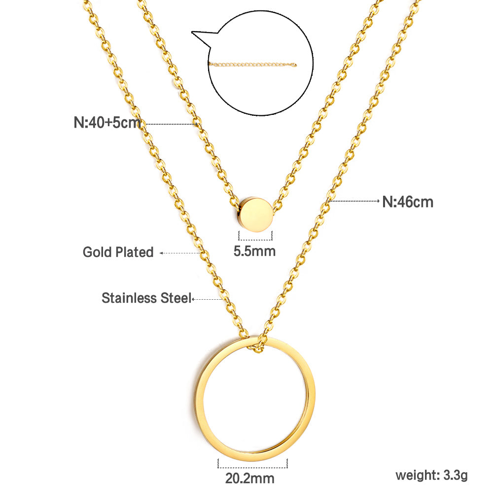 Circle Cake + Circle Pendant Necklace 46+40+5cm asonjewelry