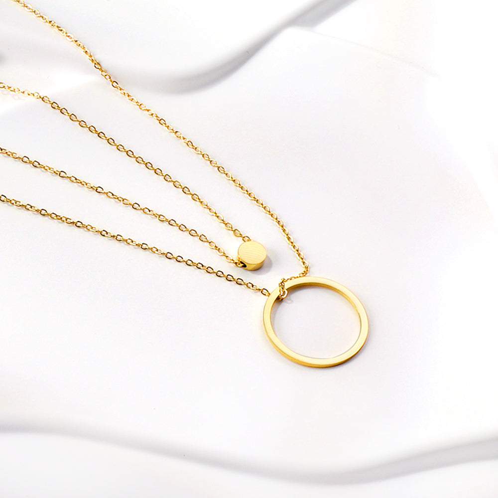 Circle Cake + Circle Pendant Necklace 46+40+5cm asonjewelry